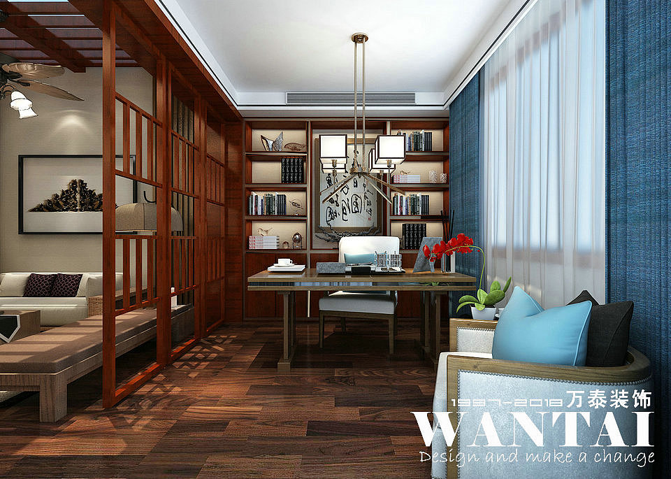 泰安别墅装修 | 五矿·万境水岸206m² 新中式装修效果图（图ZMTM1MjMxMjMy） - 家装设计 - 站酷设计师万小泰原创素材 - 站酷ZCOOL