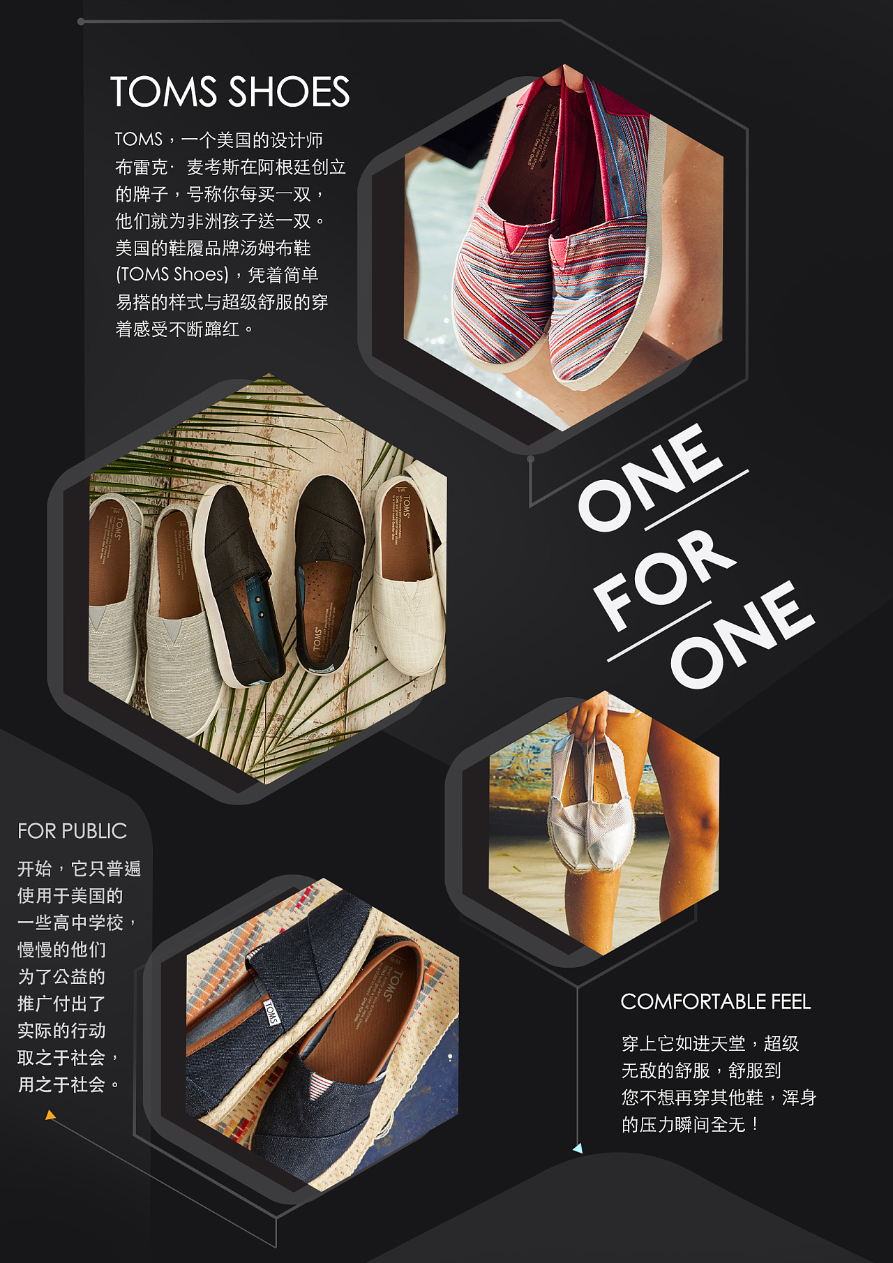 主要介绍toms的品牌故事,一个海报练习