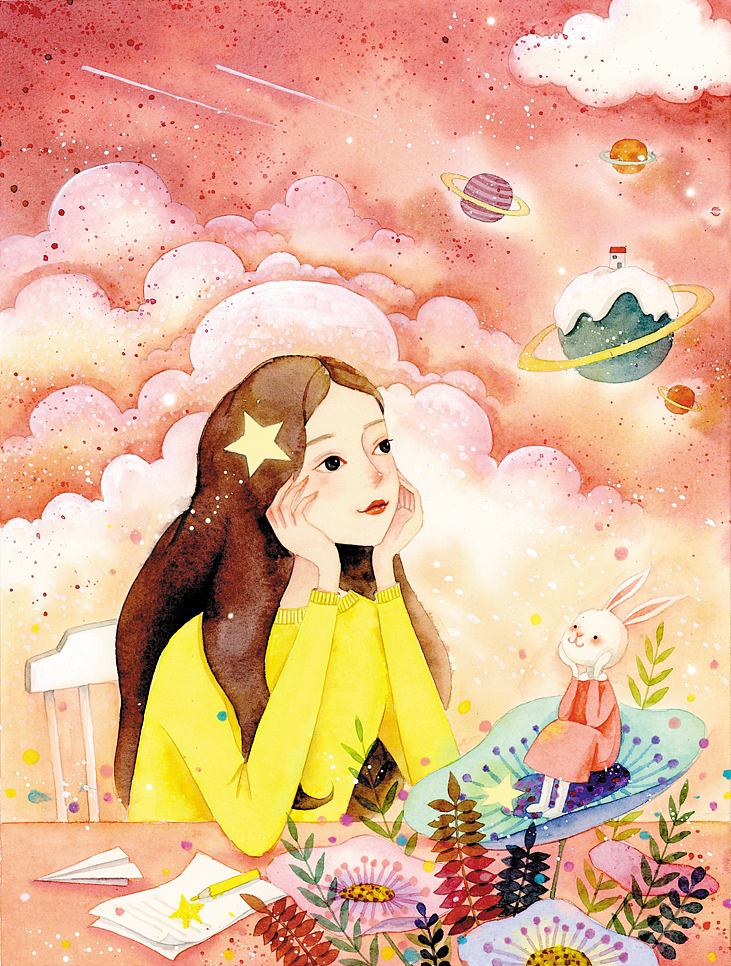 女子如花，等待遇见（图ZMTQ4NjEzNzQ0） - 商业插画 - 站酷设计师夏鱼Sanny原创素材 - 站酷ZCOOL