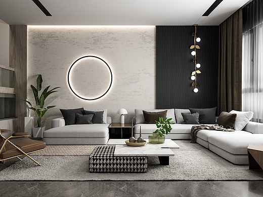 现代客厅建模 渲染