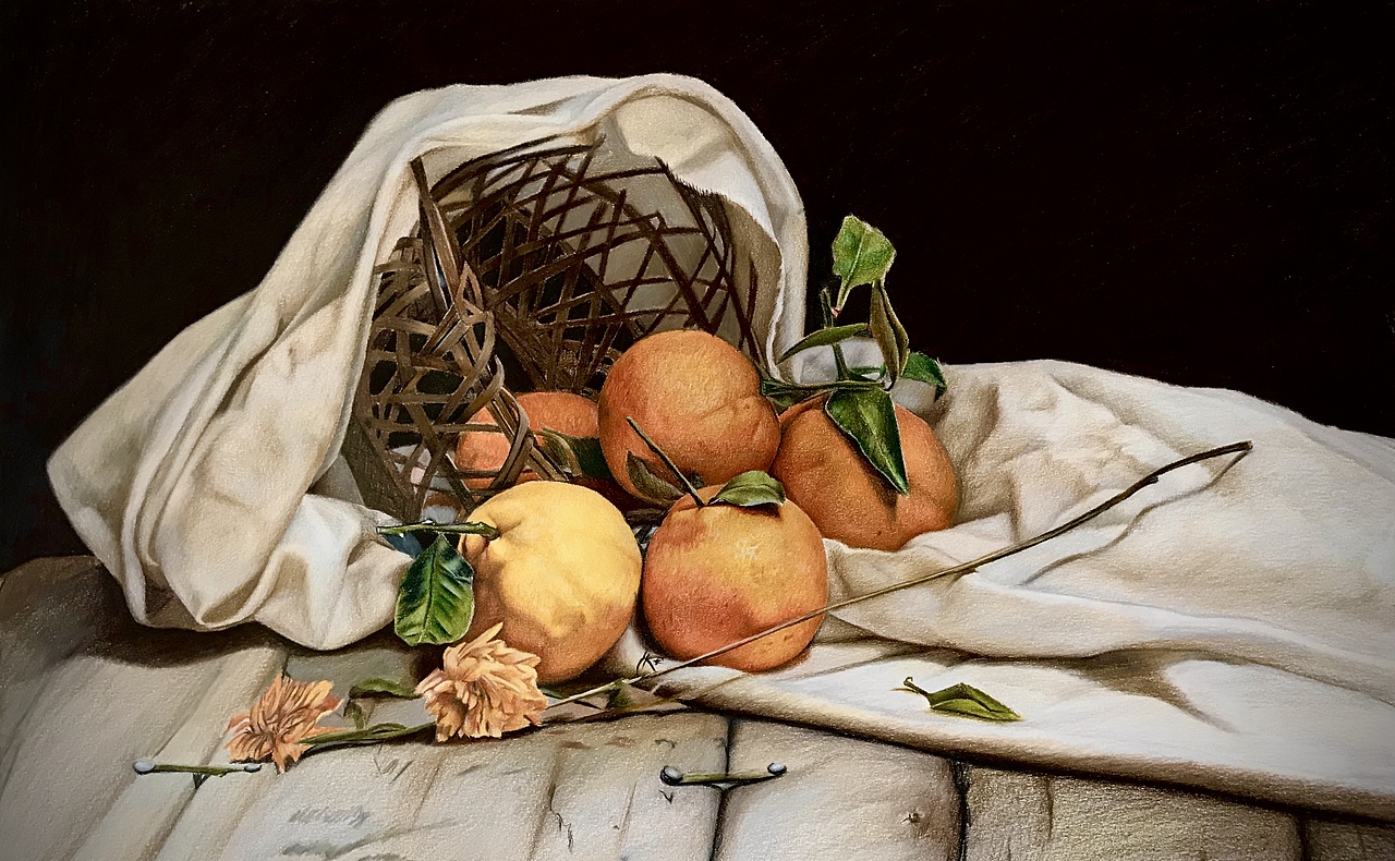 彩铅静物系列之-丑橘,霹雳马偏写实风格(内附过程)