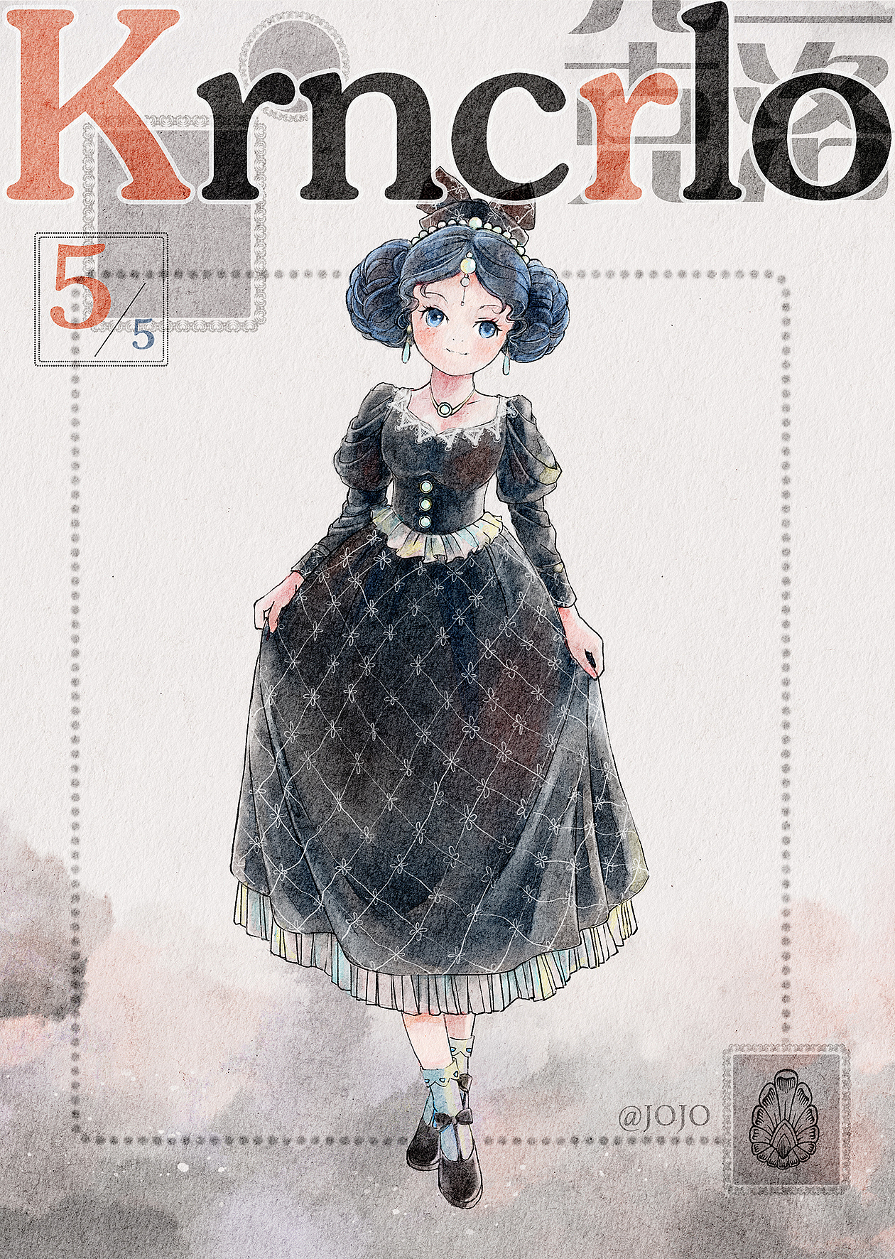 ipad水彩—-“lolita洛丽塔”立绘、伞柄图、成品