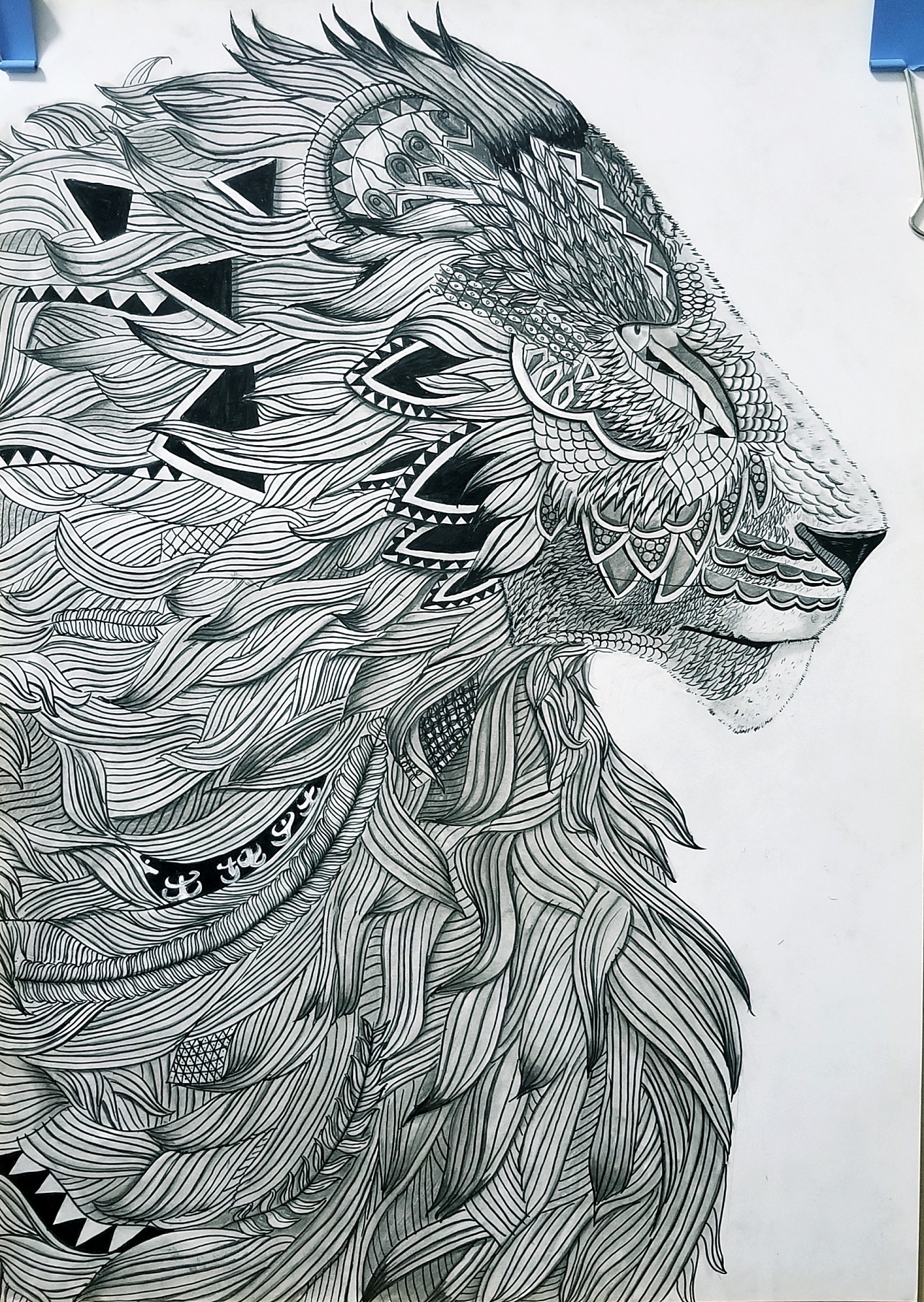 禅绕画远古战狮fy李云飞清风艺坊