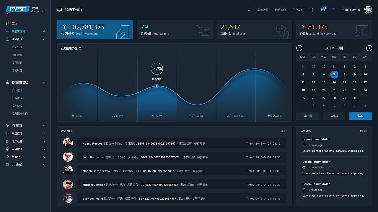 深色后台页面设计