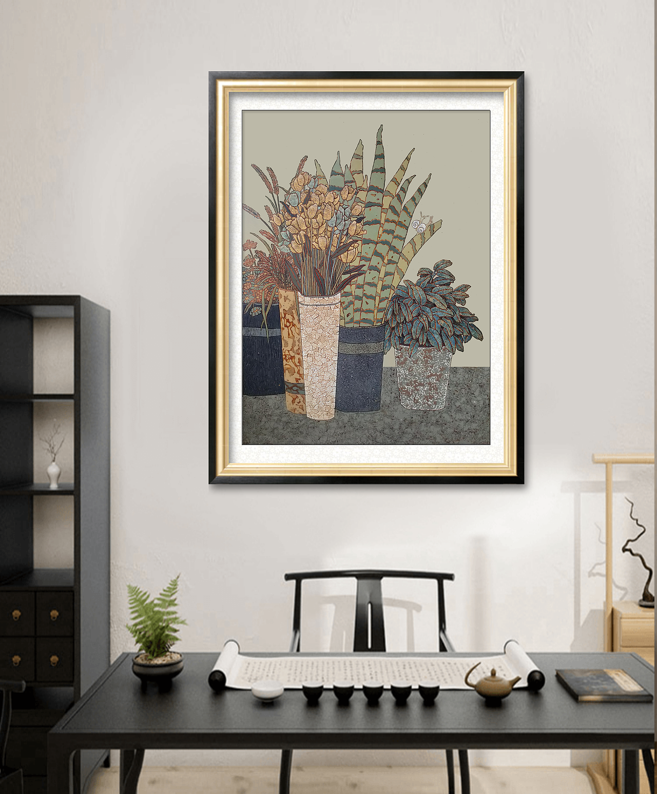 唐群伟漆画作品《花间集》