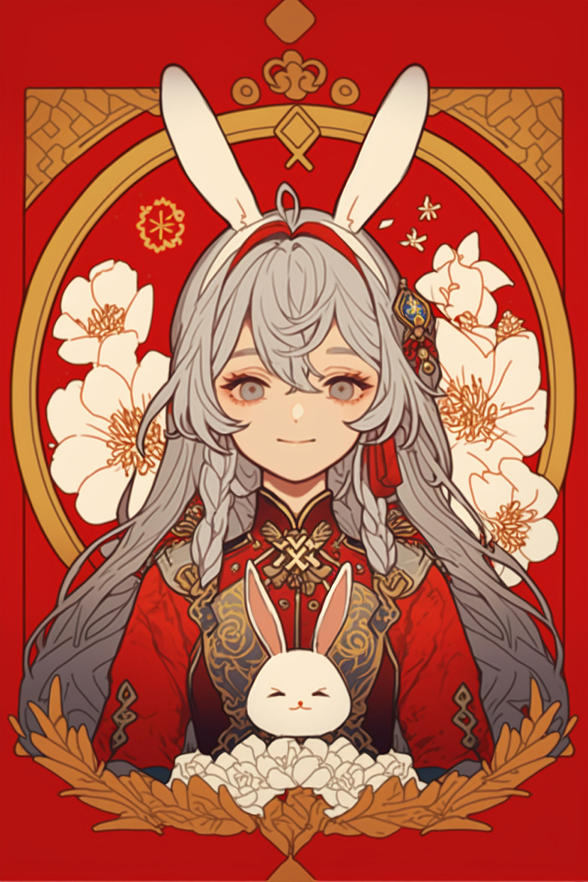 兔兔少女（过年版）（图ZMzI4MjQ2MjM2） - AI作品 - 站酷设计师Natsuno介原创素材 - 站酷ZCOOL