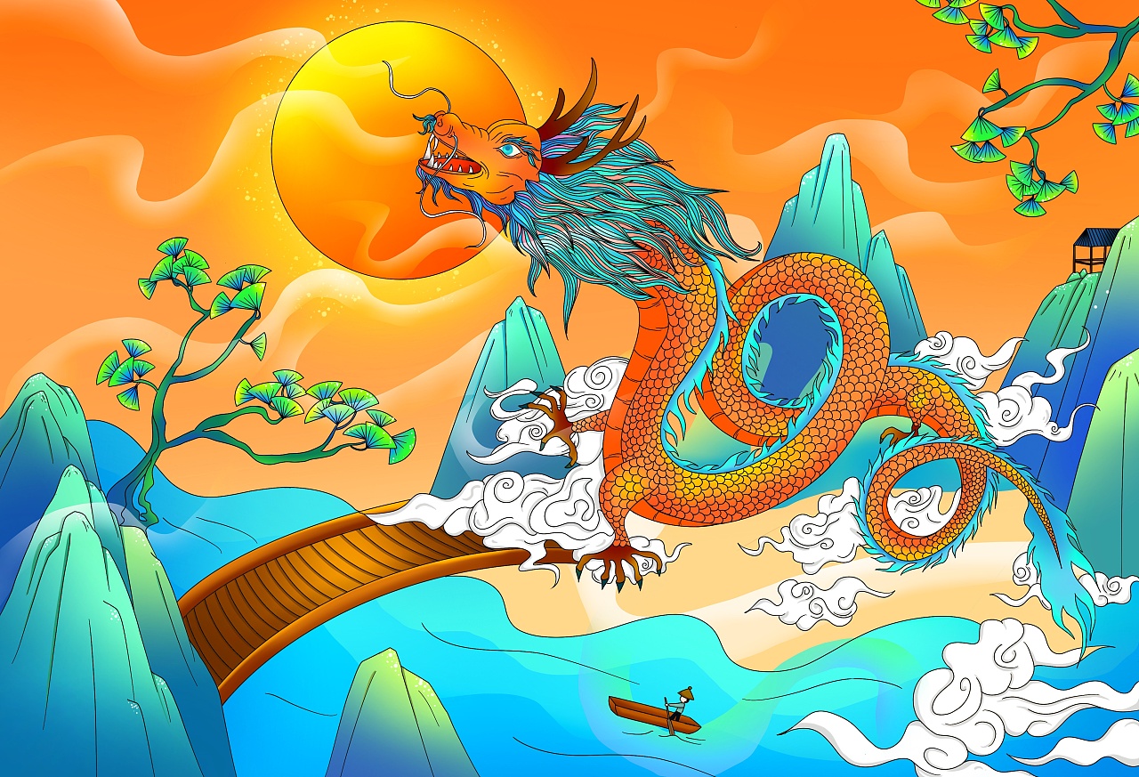 国潮插画龙