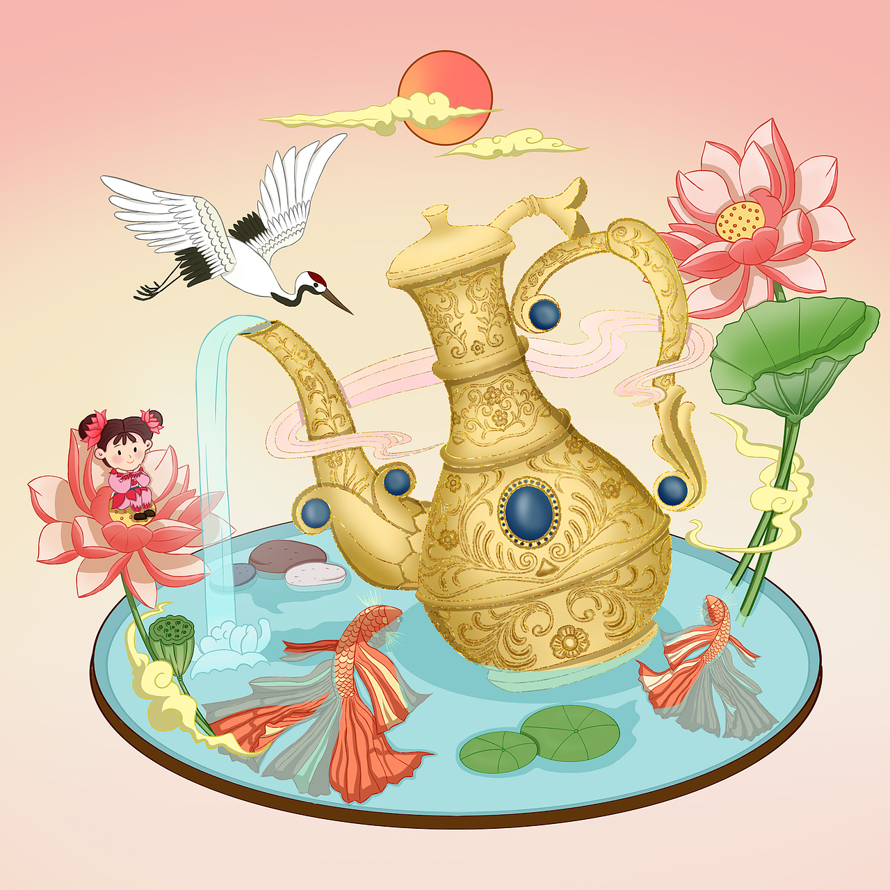 酒盘里的天地（图ZMjQxODk2OTI0） - 商业插画 - 站酷设计师壹零零呀原创素材 - 站酷ZCOOL