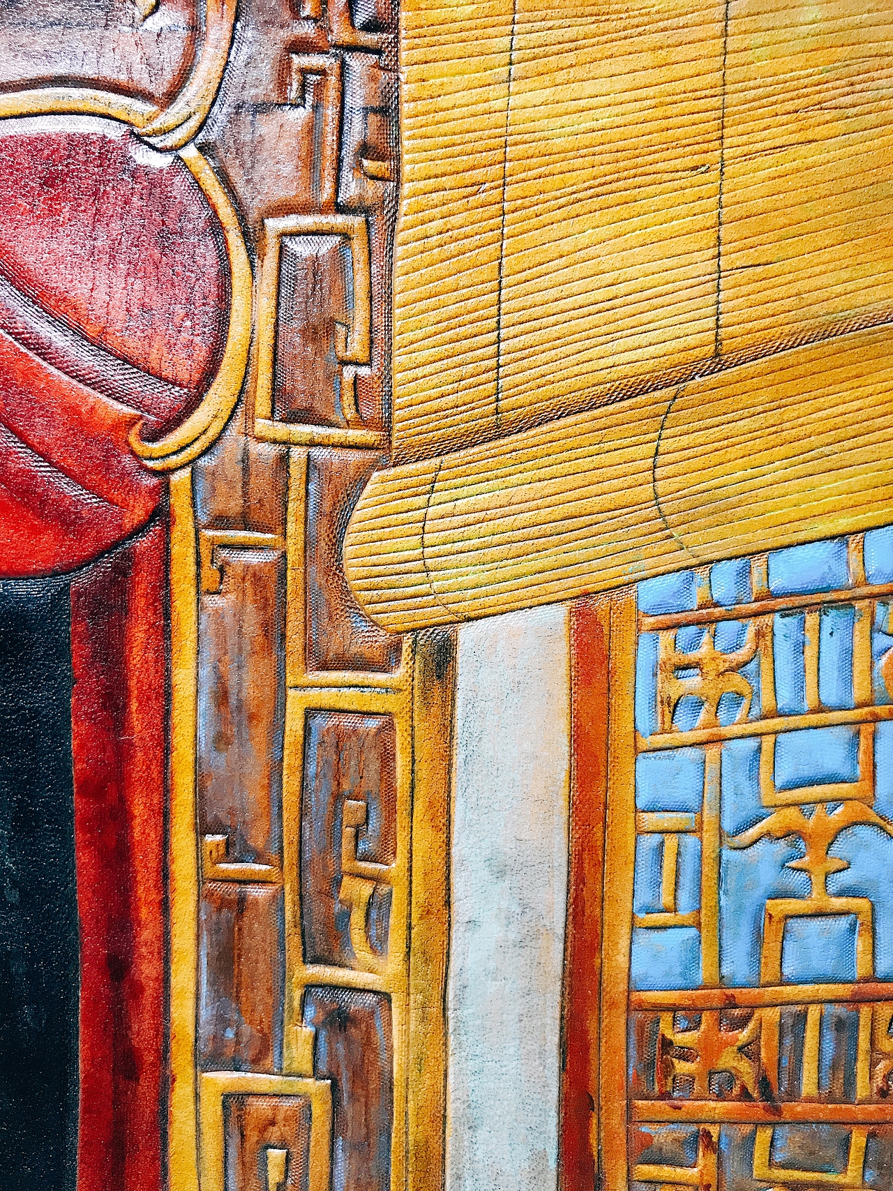 皮雕画 时光会把色彩沉淀。