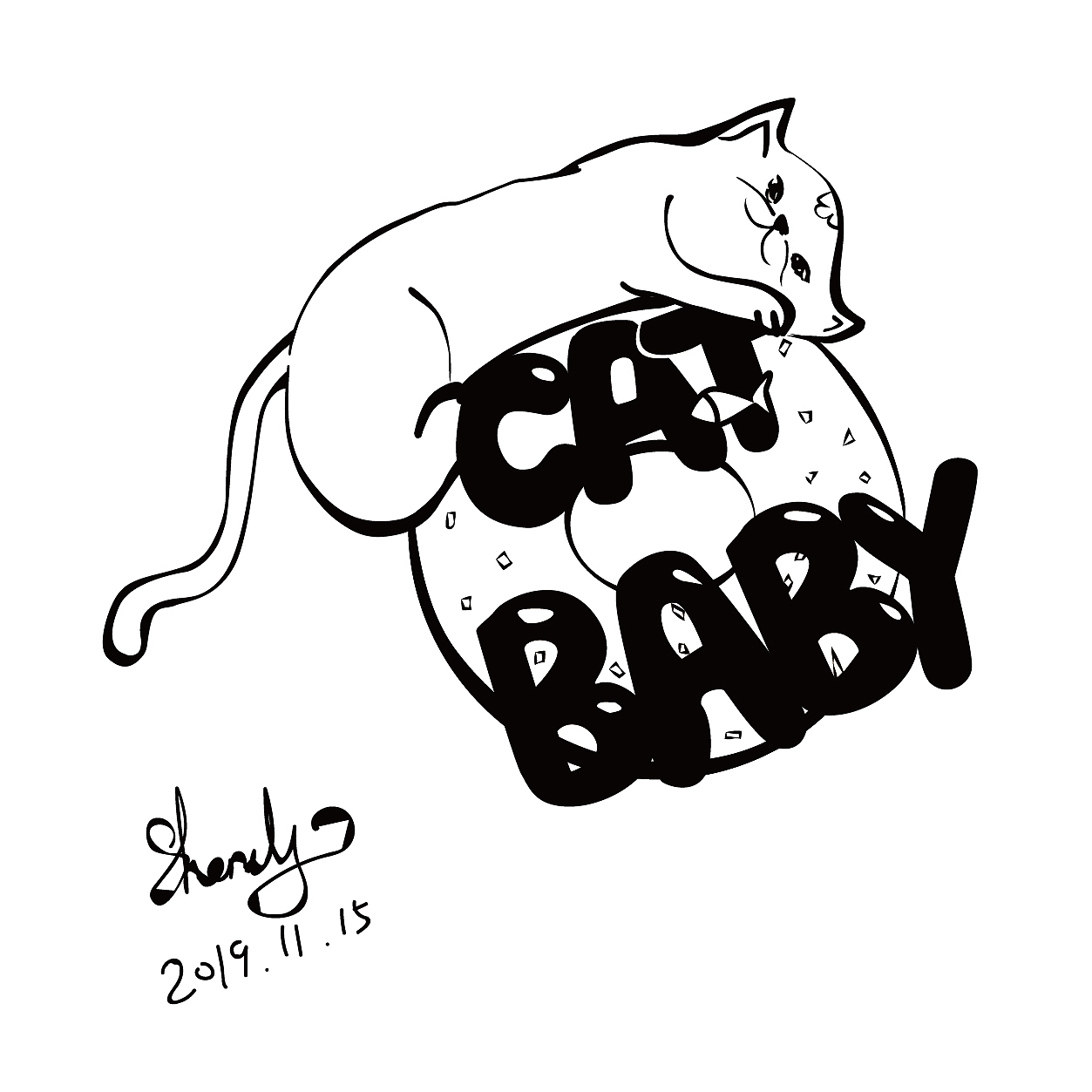 Illustrator黑白画：BABY系列【不定时更新~~~】（图ZMTg1MTI2MzA0） - 艺术插画 - 站酷设计师鱼不柴原创素材 - 站酷ZCOOL