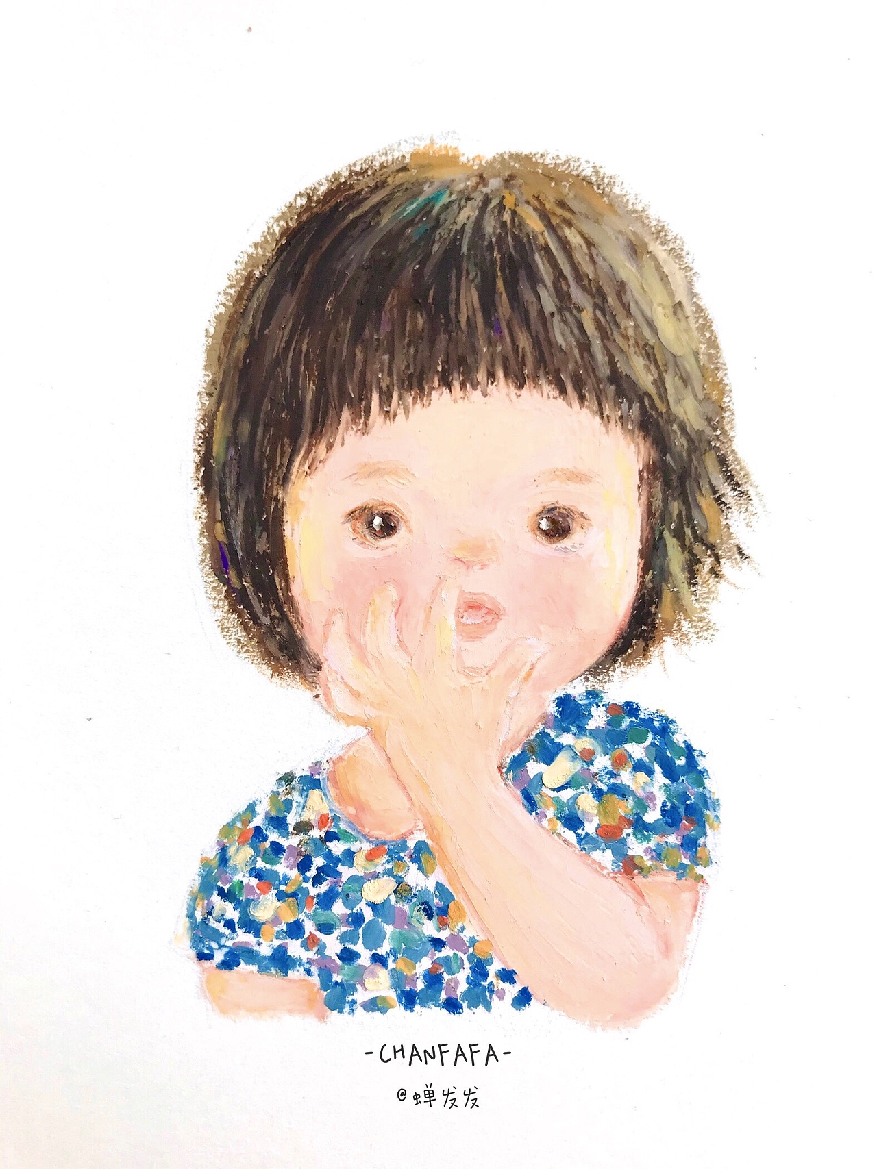 油画棒小女孩