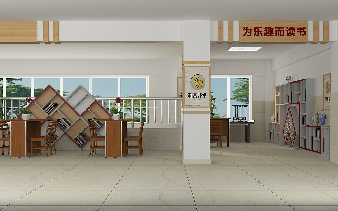 成都金堂中学外国语实验学校楼道书吧设计方案