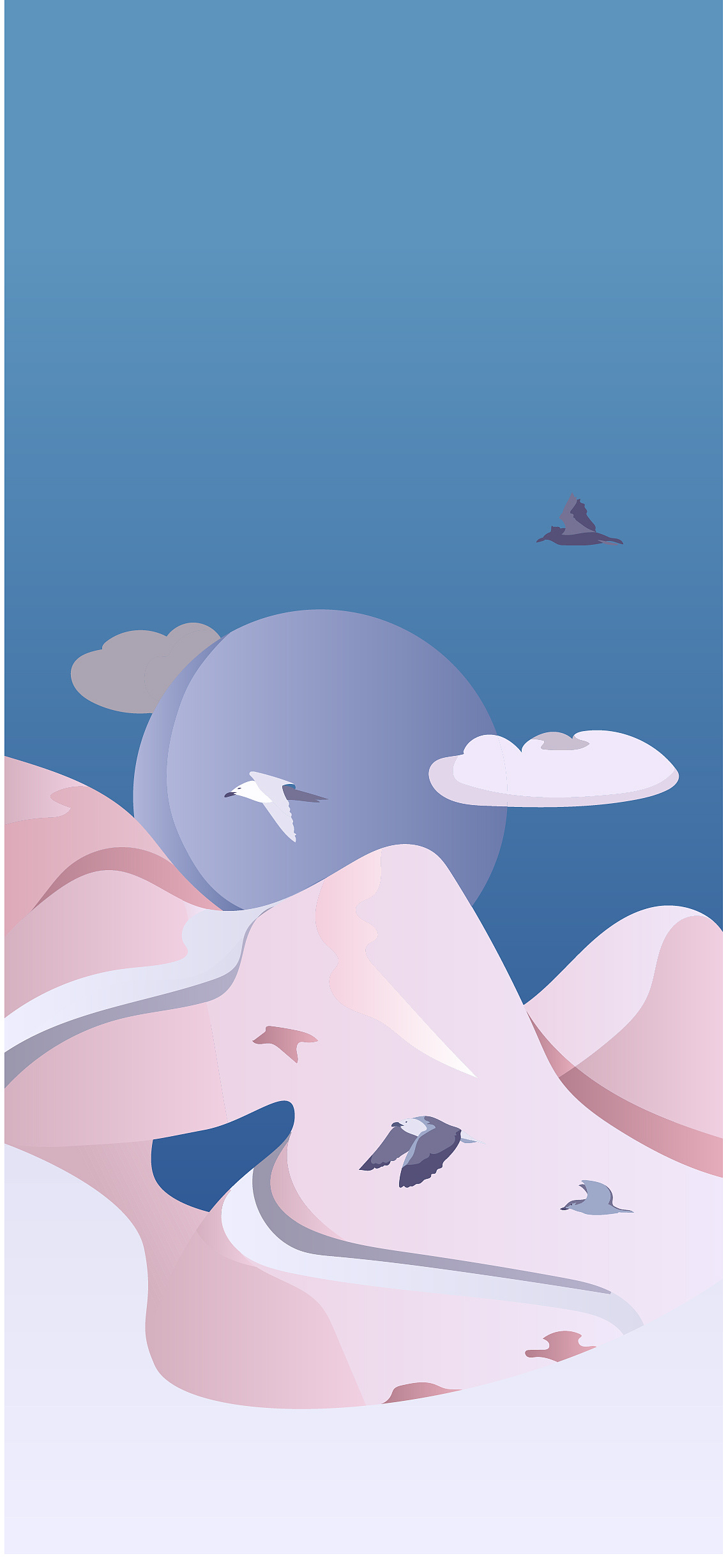 扁平风景插画-手机壁纸