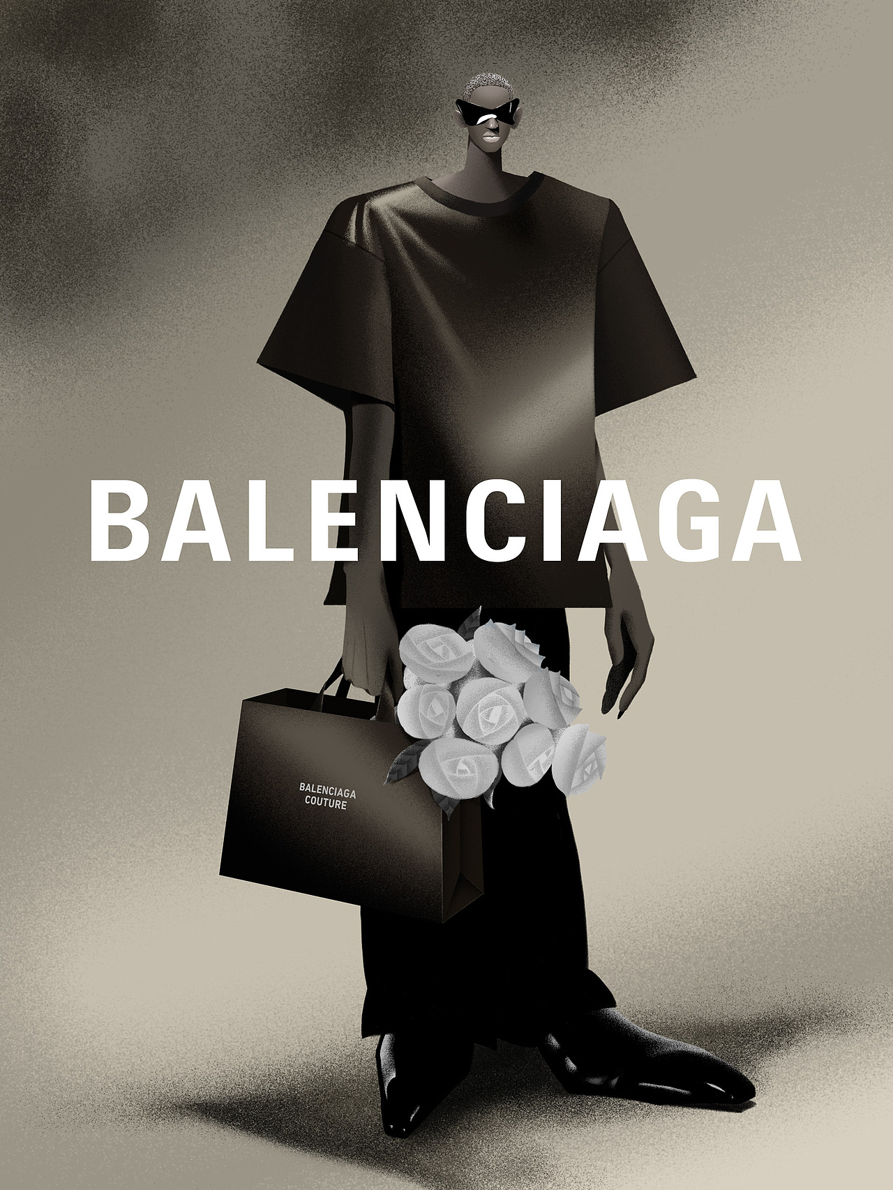 Balenciaga的黑白插画（图ZMzU3MTU1MDAw） - 新锐潮流插画 - 站酷设计师李耳耳耳原创素材 - 站酷ZCOOL