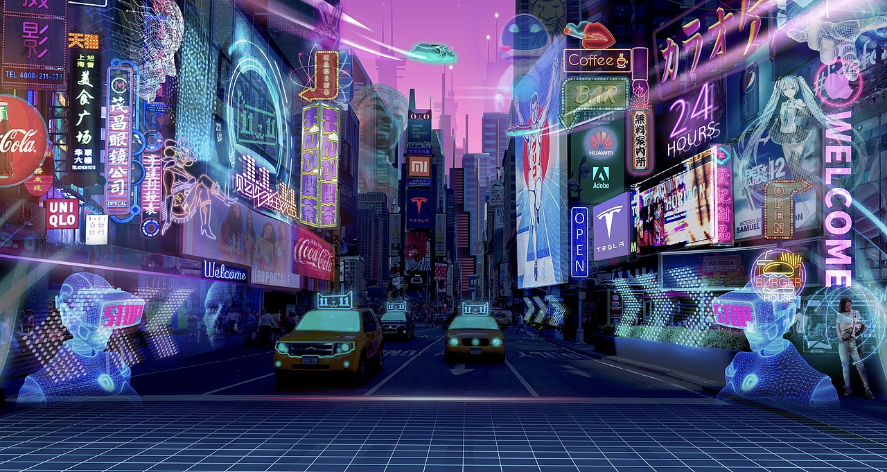 赛博朋克风壁纸设计（图ZMjM3NTg4NzU2） - 商业插画 - 站酷设计师太子换狸猫原创素材 - 站酷ZCOOL