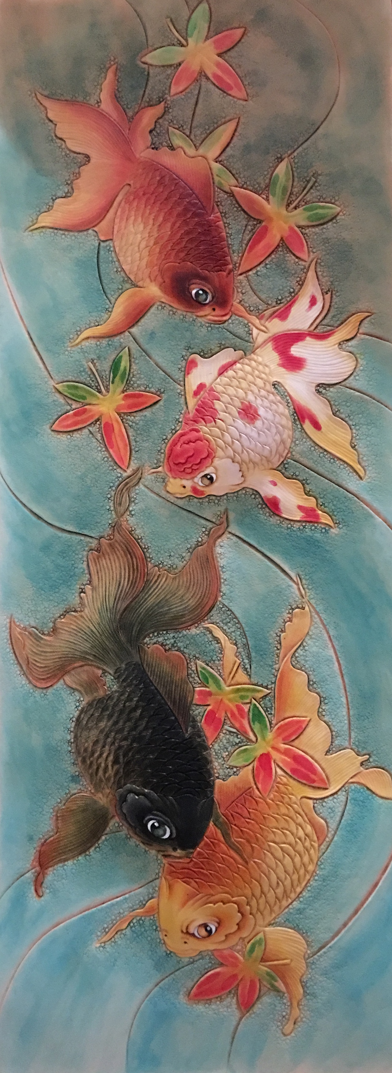 皮雕画—-金鱼戏水（图ZMTQxNzE3NDky） - 工艺品设计 - 站酷设计师斑寅原创素材 - 站酷ZCOOL