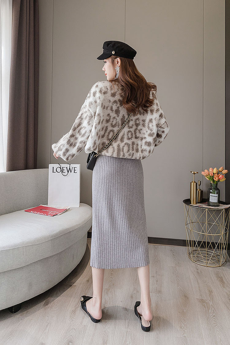 针织裙半身裙秋冬直筒半身一步长裙