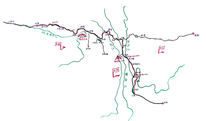 滇藏线手绘地图