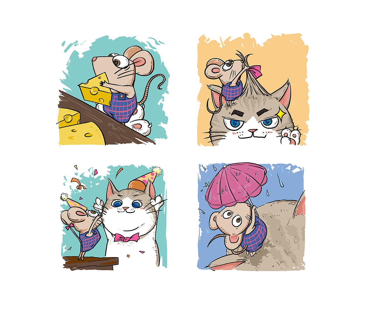 「猫和老鼠」绘本故事（图ZNjY4NjM2MTI=） - 儿童插画 - 站酷设计师find_instrument原创素材 - 站酷ZCOOL