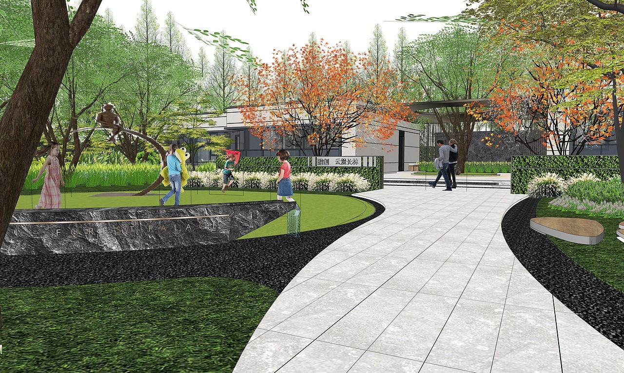 融创云麓长林示范区景观SU模型下载