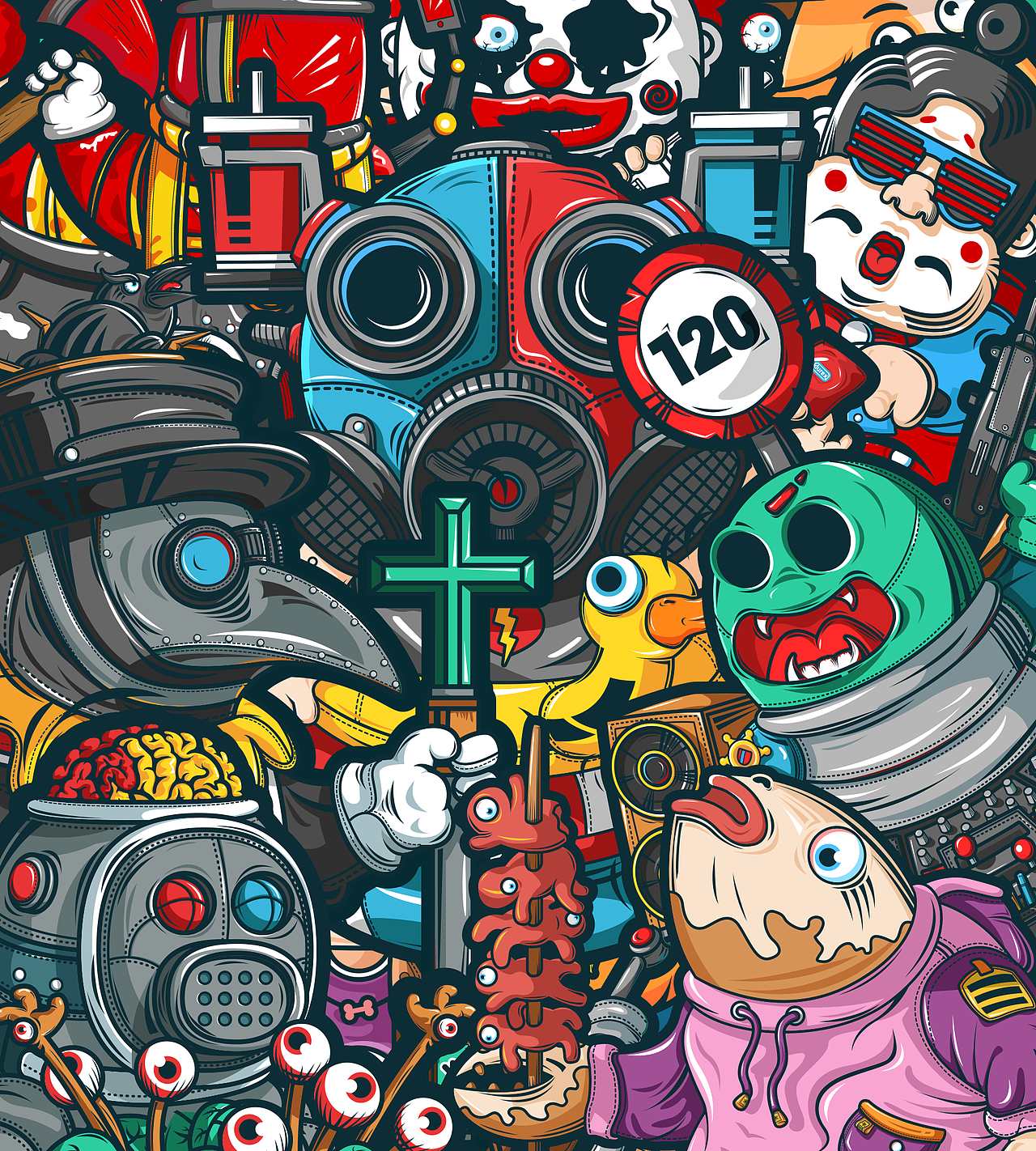 Big Brain-My illustrator 2017-A(图ZNzQ1MjAxMzY=) - 新锐潮流插画 - 站酷设计师风雷一剑原创素材 - 站酷ZCOOL