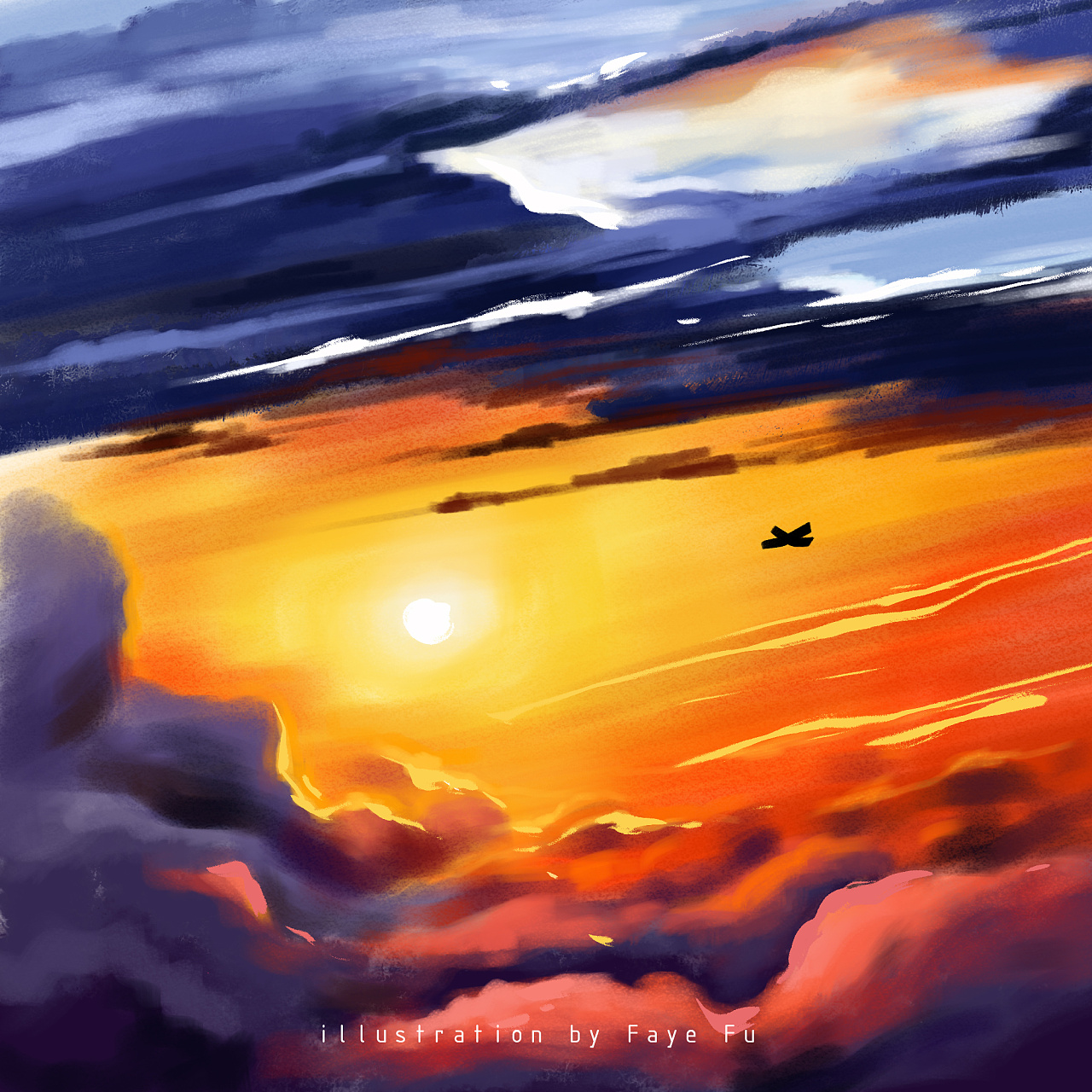 《云海穿行》 ps厚涂