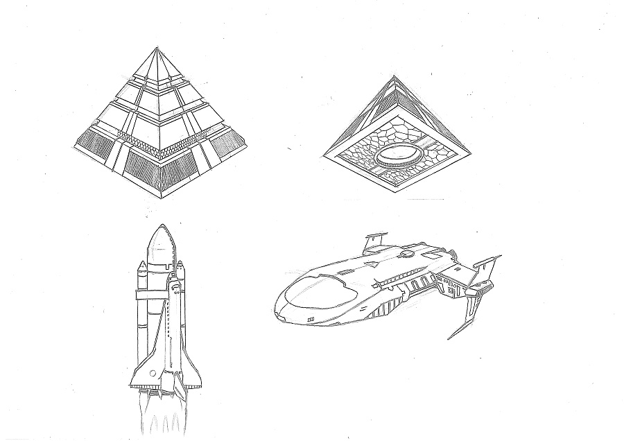 科幻太空战舰简笔画图片