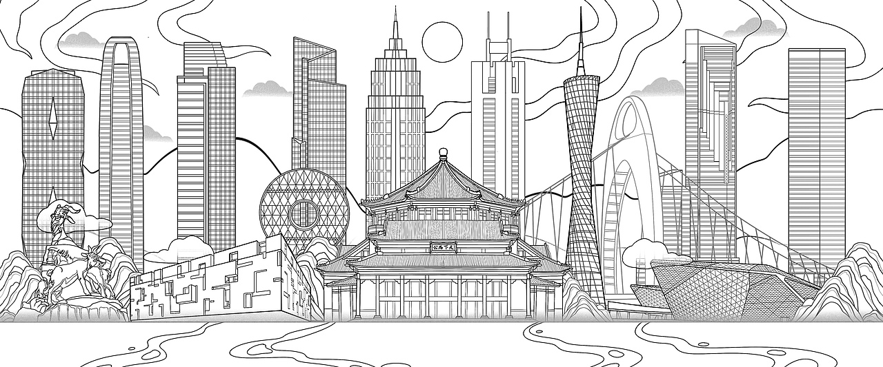 新国风国潮城市地标建筑插画合集（图ZMzcyNDYzMTk2） - 商业插画 - 站酷设计师烟雨韶华原创素材 - 站酷ZCOOL