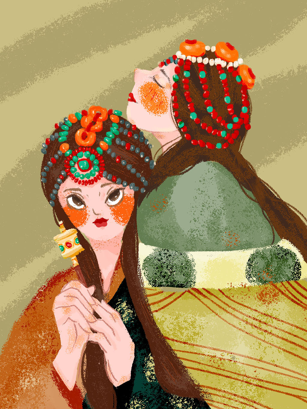 民族风照片转插画（图ZMjcwMzc2ODk2） - 儿童插画 - 站酷设计师胖汤圆原创素材 - 站酷ZCOOL