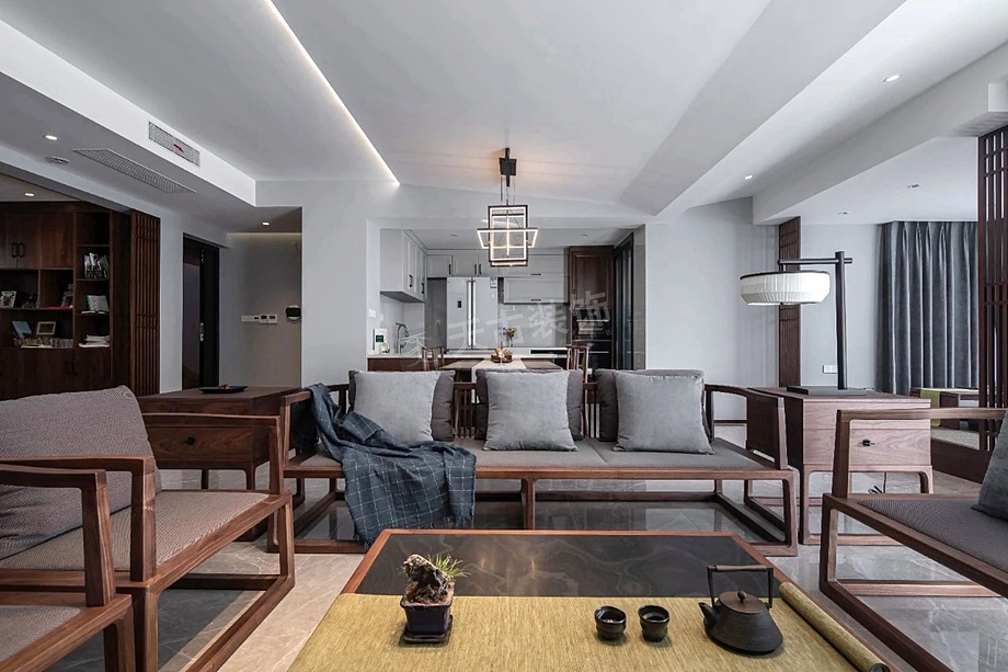 龙湖紫云台大平层设计方案,新中式风格装修完工实景图