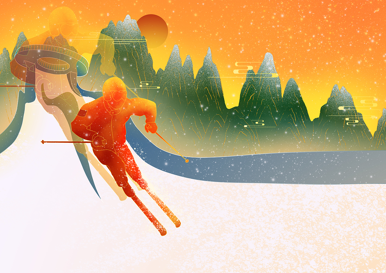 2022冬奥会拼搏的运动员|插画|商业插画|七程程 - 原创作品 - 站酷