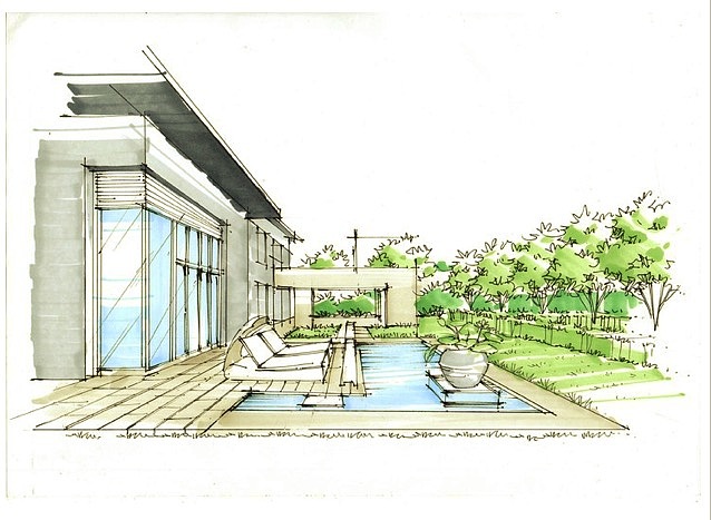 OCT华侨城十号院庭院景观手绘临摹作品杭州手绘培训