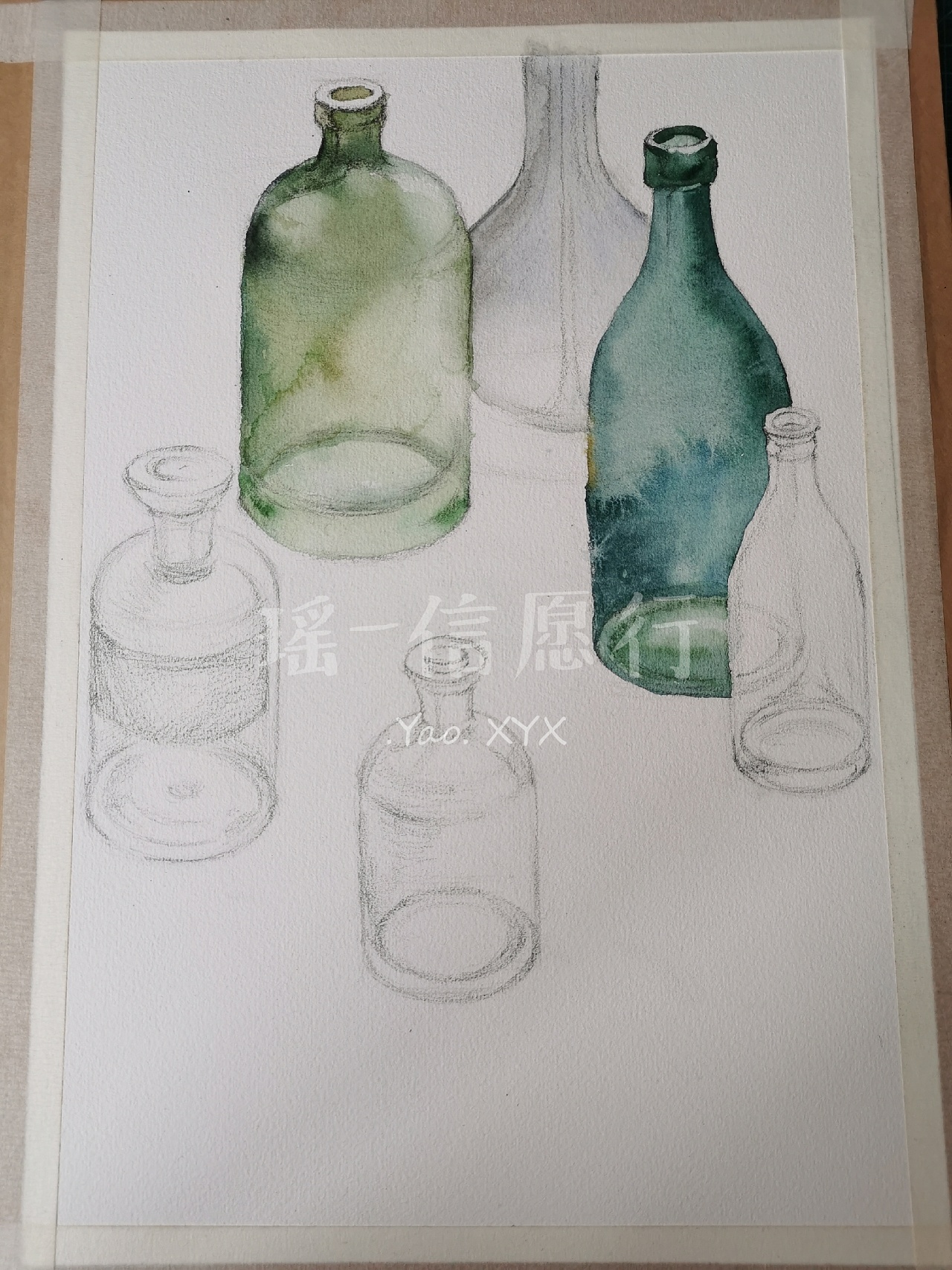 用丙烯颜料画玻璃瓶子图片