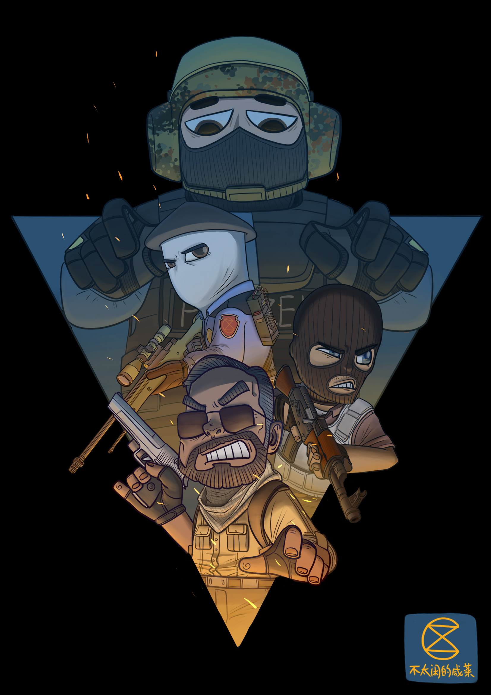 "rush b!"csgo原创插画