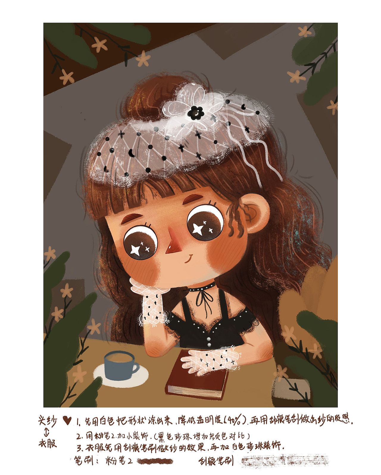 原创插画场景步骤图（儿童插画）-复古女孩（图ZMjIwOTM1NjIw） - 儿童插画 - 站酷设计师By夕子原创素材 - 站酷ZCOOL