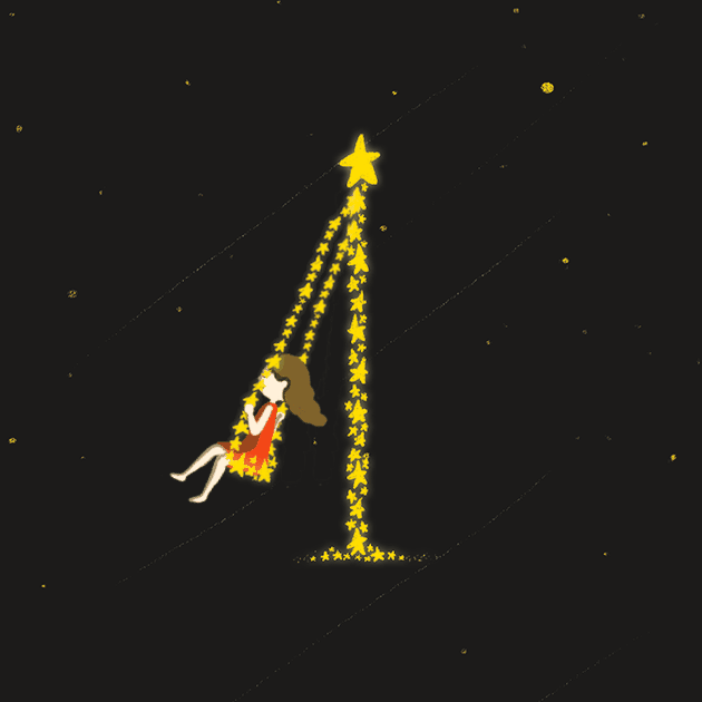 星星与女孩插画