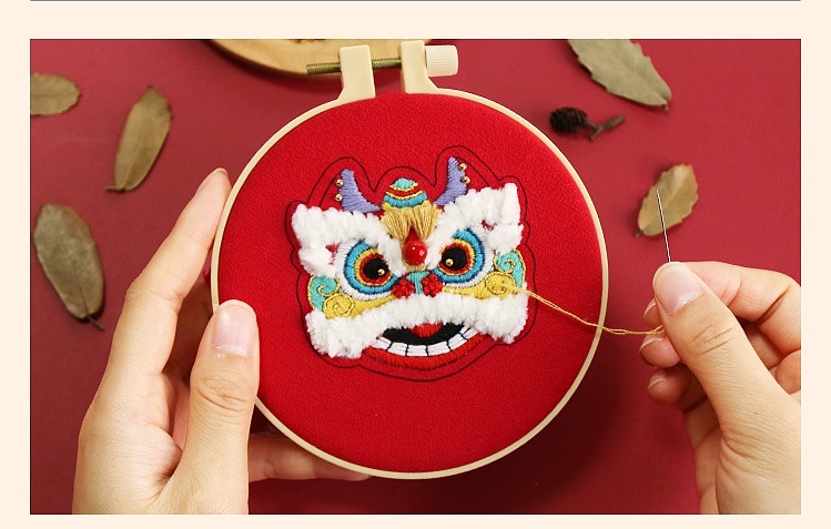 醒狮--刺绣狮子diy