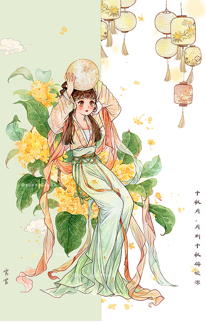 中秋系列之桂宫秋思（图ZMjc2ODU3NTQ4） - 商业插画 - 站酷设计师官官an原创素材 - 站酷ZCOOL