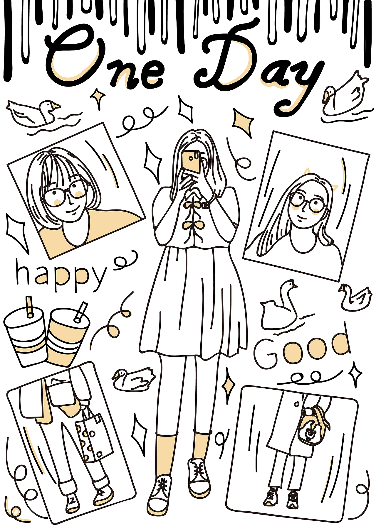 描边风格（图ZMzA0MzM1NDgw） - 创作习作 - 站酷设计师果粒shy原创素材 - 站酷ZCOOL