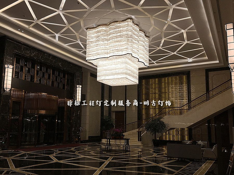 酒店中庭大型水晶吊灯 明古定制