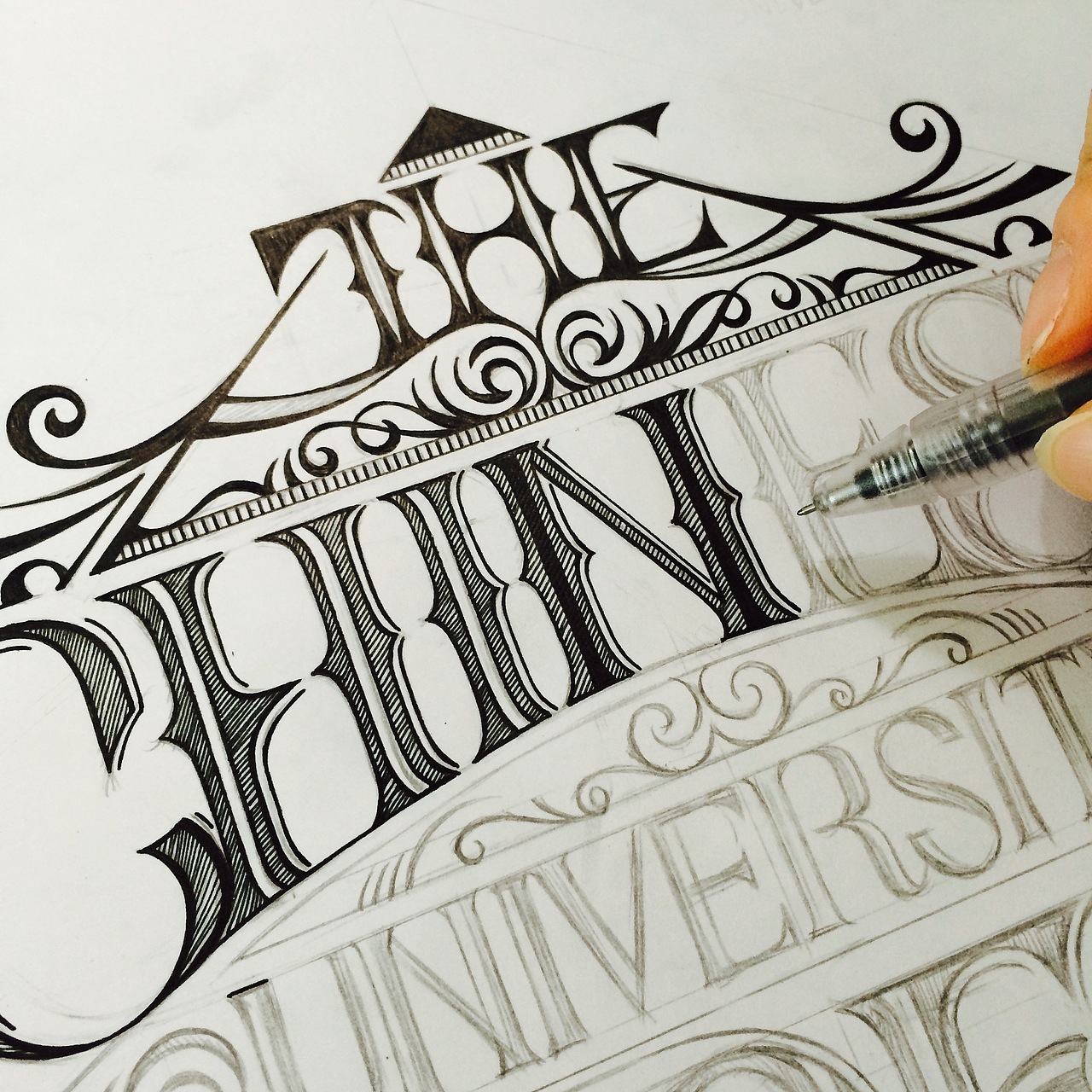 哥特字体,手绘,纹身,字体设计,原创,黑白,欧美风,纹身手稿,刺青the