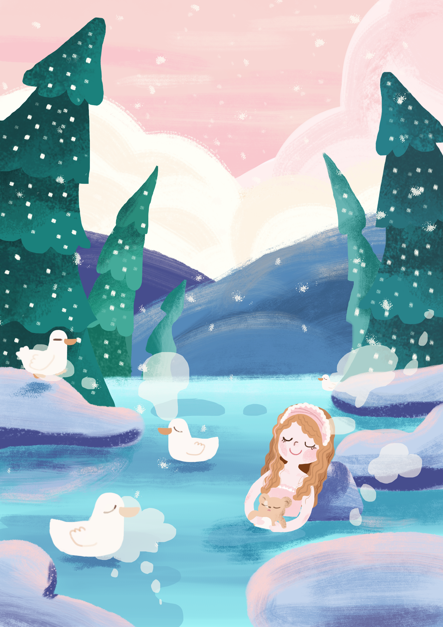 泡温泉的xx们~|插画|创作习作|伟大的院长 - 临摹作品 - 站酷 (zcool)