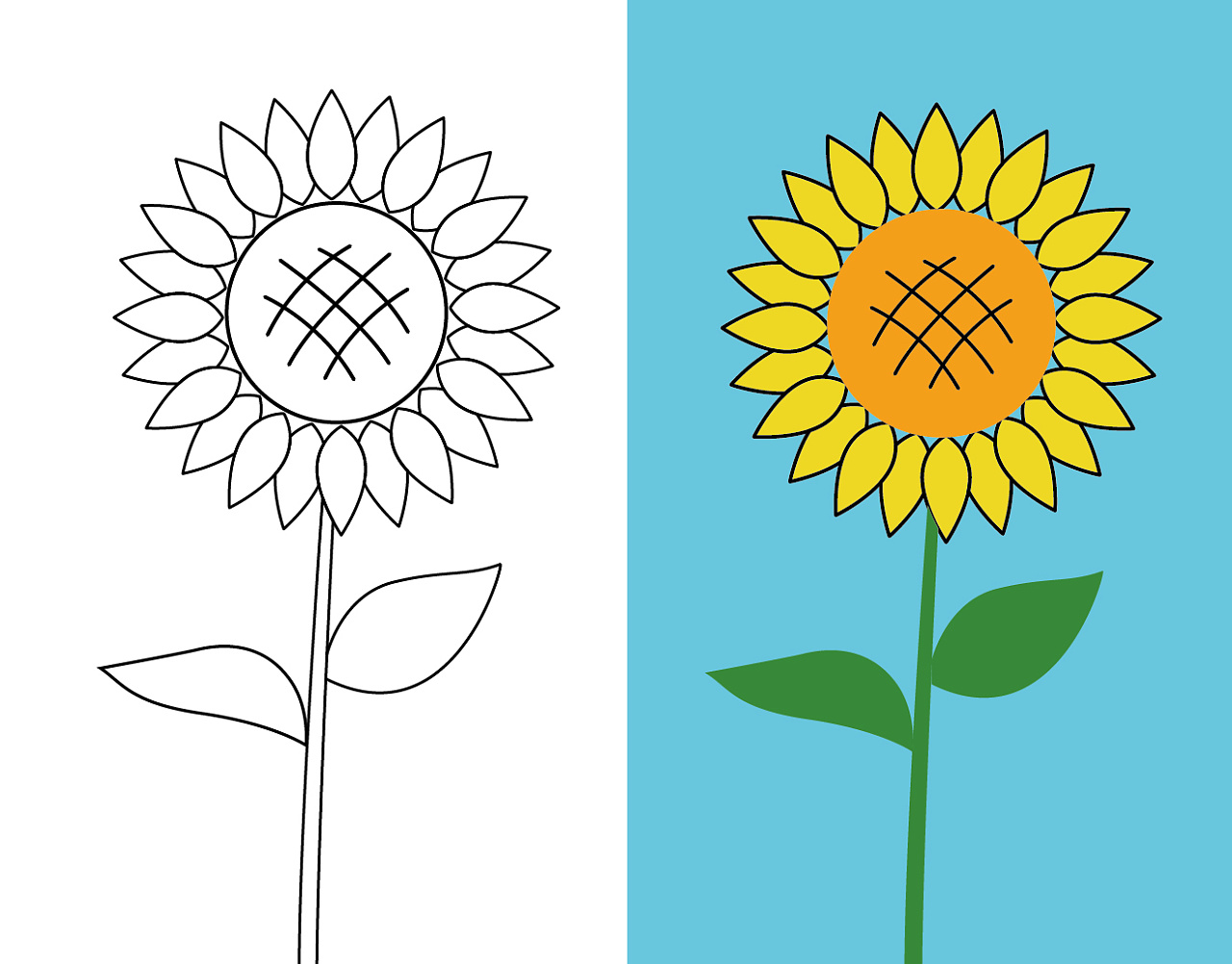 幼儿4～6岁美术大全 实用简笔画向日葵怎么画💛巧艺网