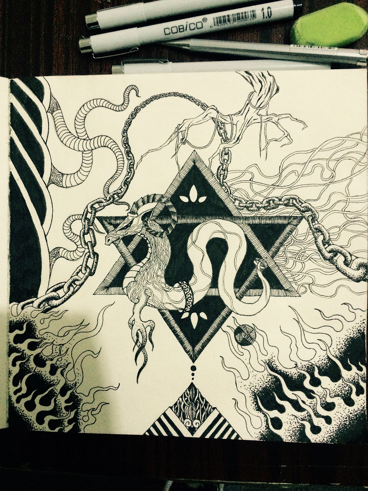 针管笔练习山海经异兽