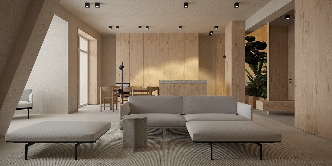 清爽原木风公寓（图ZMjc0NjA5ODMy） - 家装设计 - 站酷设计师效果图小静原创素材 - 站酷ZCOOL