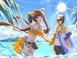 之前画的海边插图。