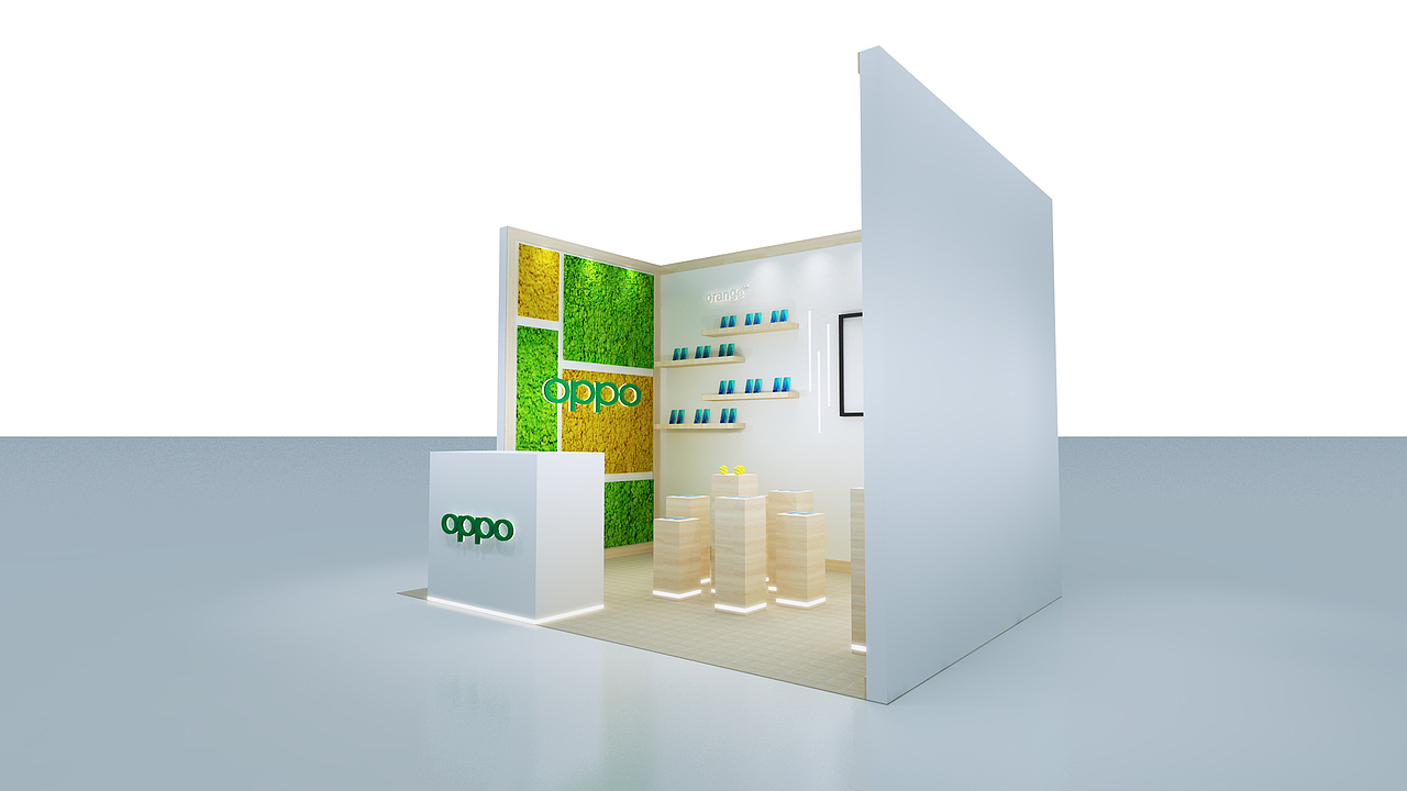 oppo手机展会 3d设计 效果图设计