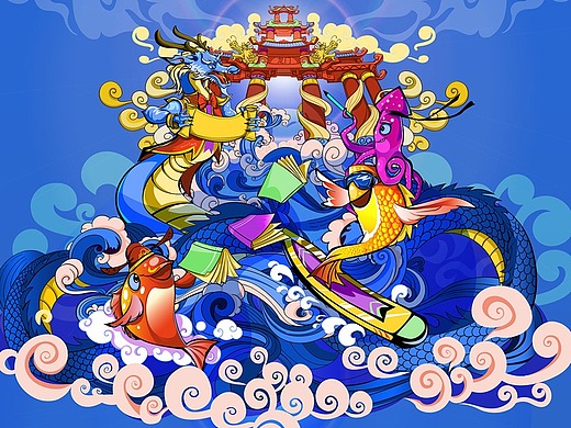 鱼跃龙门插画-商业插画69407方未3年前鱼跃龙门#动漫作品#动漫-其他