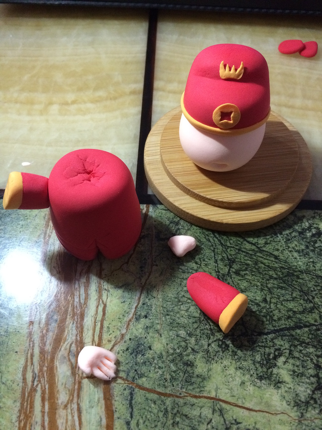 手工作品超轻粘土小财神玉如意金元宝富甲天下