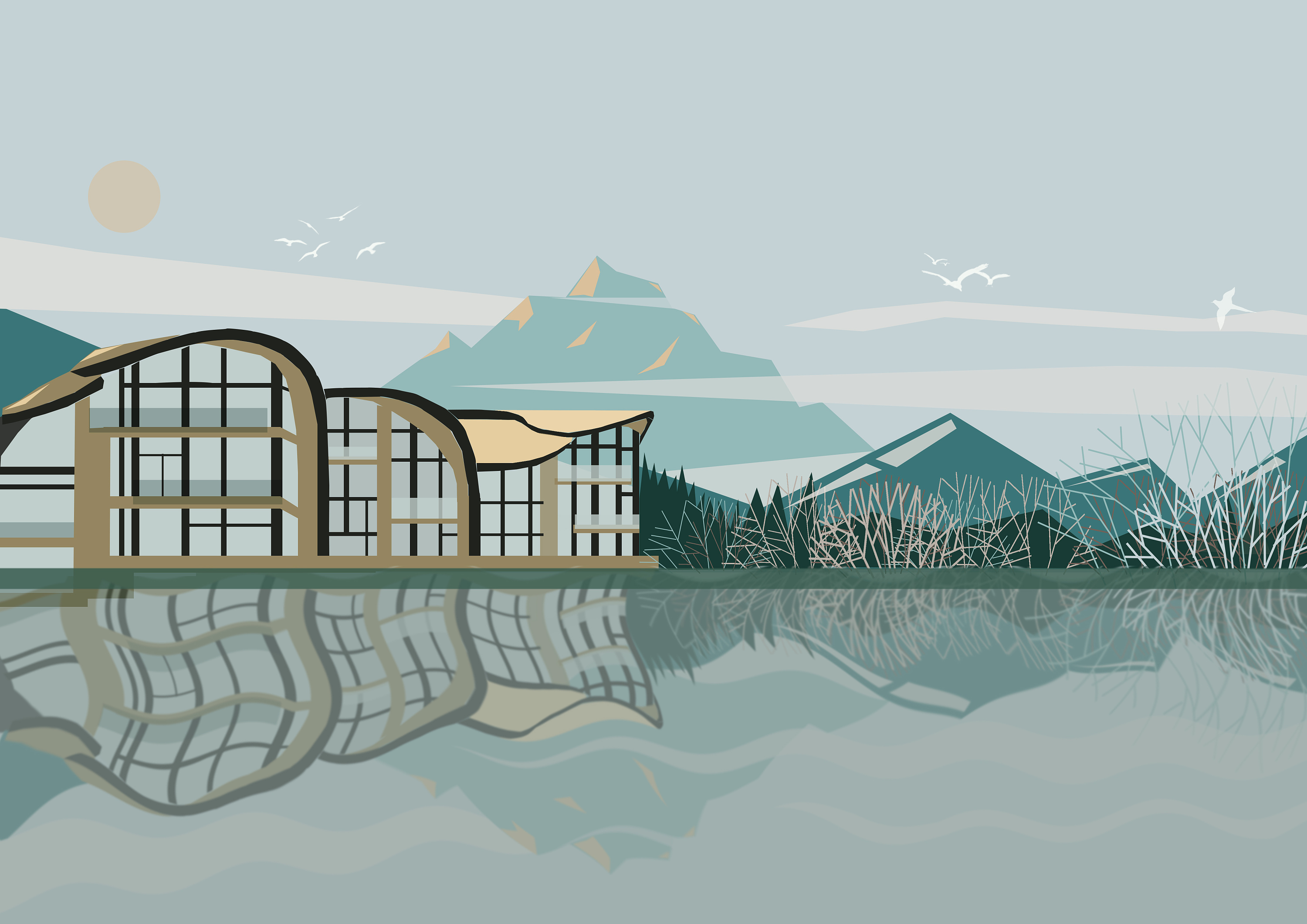 建筑扁平化插画练习